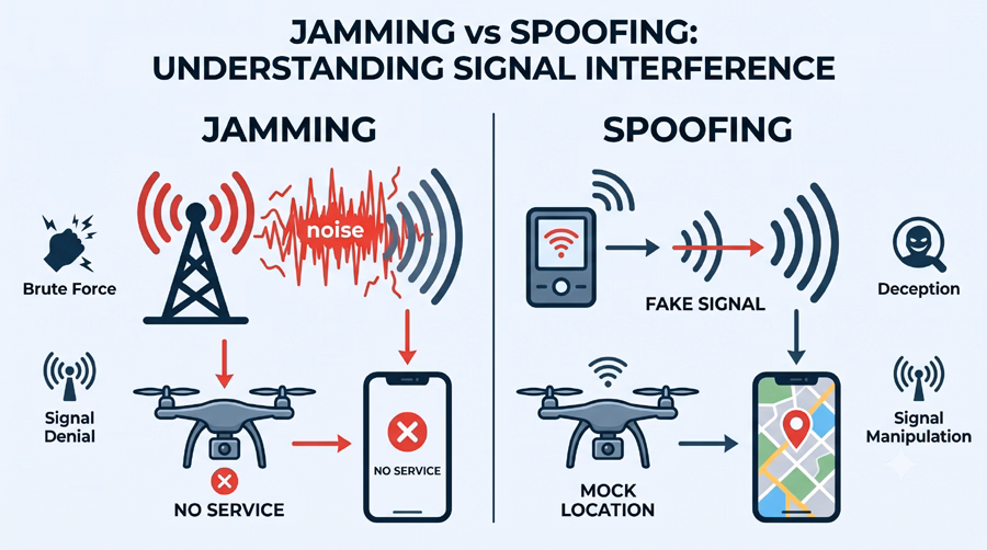 Signal Jamming vs. Spoofing - The Technical Divide in RF and Cybersecurity
